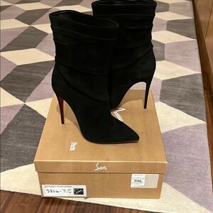 Christian Louboutin Black Suede Stiletto Boots NEVER WORN